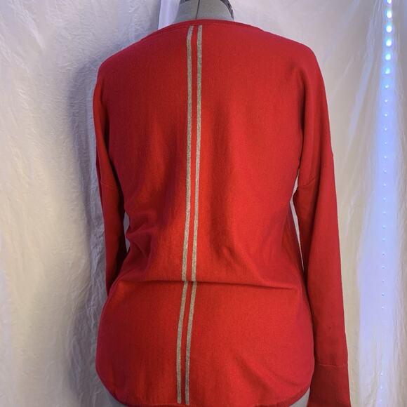 Joules Knitwear Poppy Tunic Sweater, Red With Gray Stripe Up Back, Womens Size 8 - Picture 5 of 10